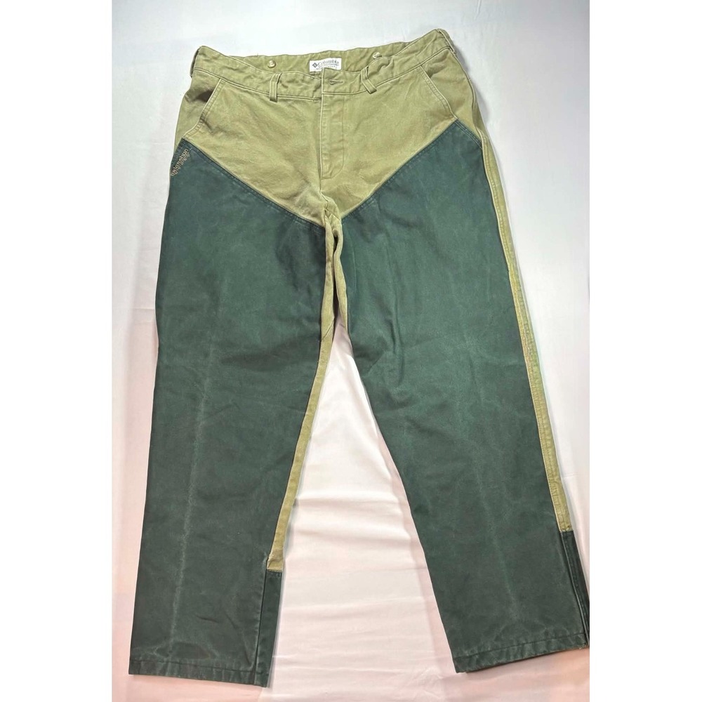 VTG Columbia Briarshun Stout Canvas Hunting Pants Tan Green Mens 36x32 Gorpcore